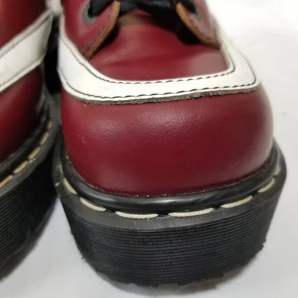 Vtg Dr Martens 8345 England Platform Cherry Red/white Shoes Men's Sz 8