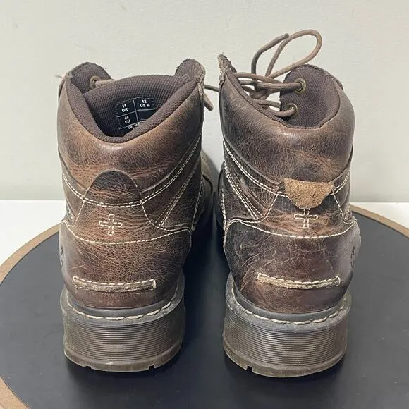 VTG Dr. Martens Boots Men 12 Brown Leather Work SOREN Chunky Combat Y2K