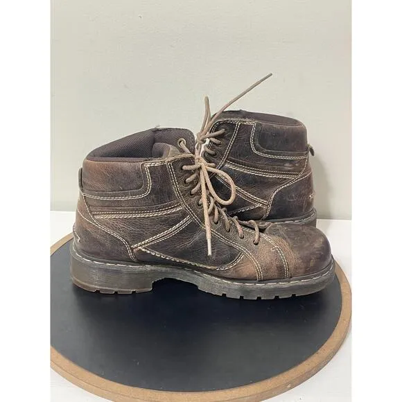 VTG Dr. Martens Boots Men 12 Brown Leather Work SOREN Chunky Combat Y2K