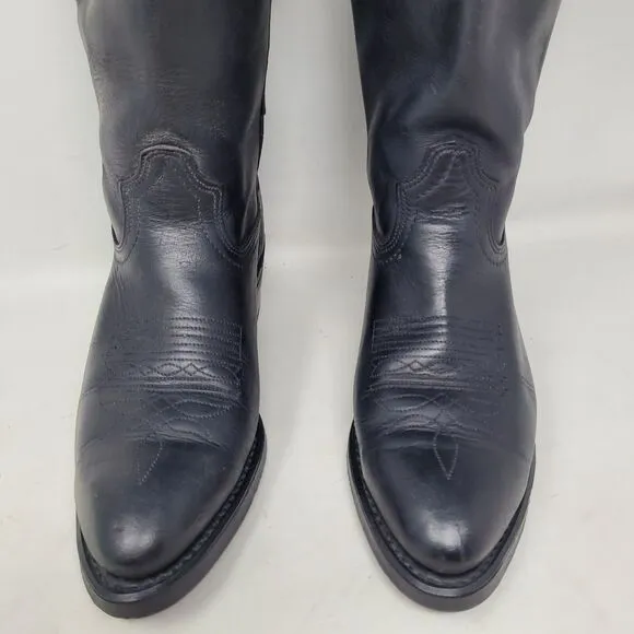 Vtg Durango TR760 Cowboy Boots Black Oiled Leather Oil Resistant Mens Sz 7D 95 %