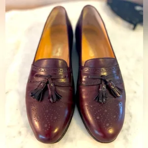 VTG EUC Salvatore Ferragamo Brown Brogue Tassel Loafers sz 8.5 Men's