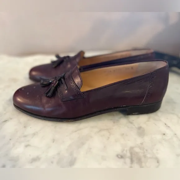 VTG EUC Salvatore Ferragamo Brown Brogue Tassel Loafers sz 8.5 Men's