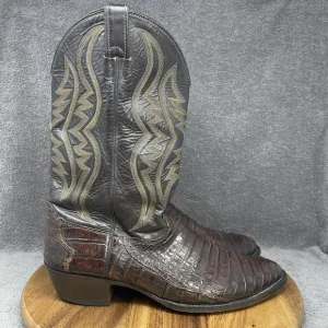 VTG Justin  Alligator Belly Leather Cowboy Boots Cognac Men's 14 D Made in USA