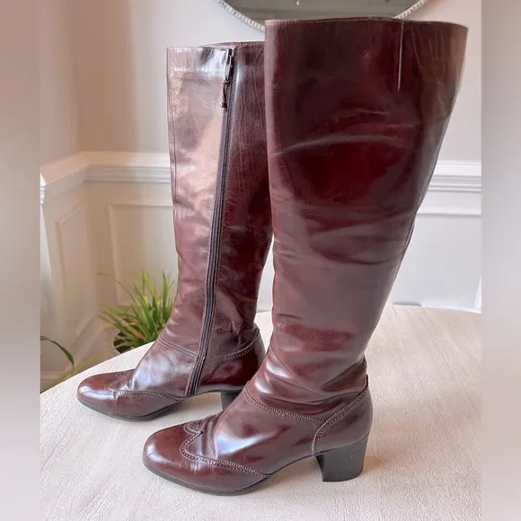 VTG Salvatore Ferragamo Western Leather Knee High Riding‎ Boots Women’s Size 6