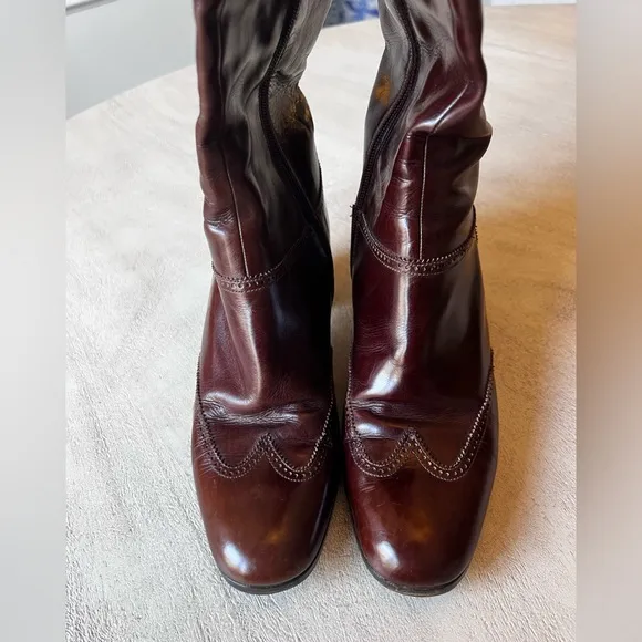 VTG Salvatore Ferragamo Western Leather Knee High Riding‎ Boots Women’s Size 6