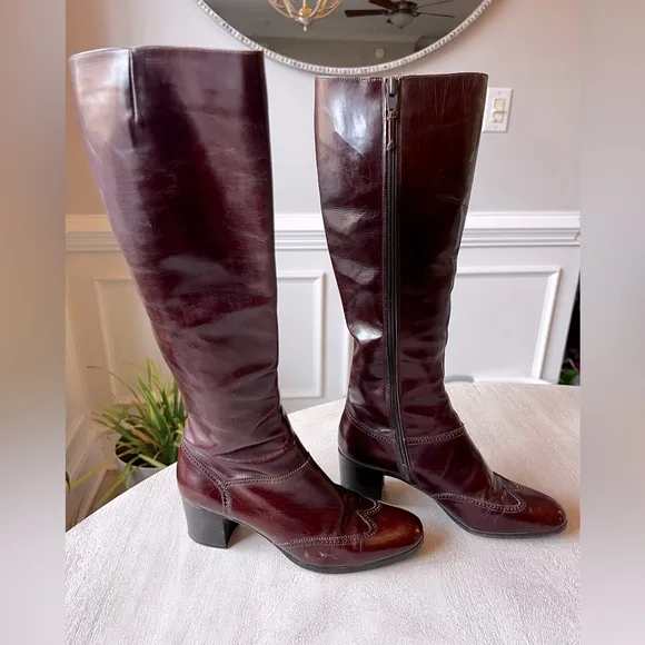 VTG Salvatore Ferragamo Western Leather Knee High Riding‎ Boots Women’s Size 6