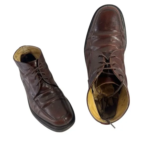 VTG Y2K  Men Sz 8.5 Chunky Brooks Brothers Boots Brown Leather Rugged Oxford