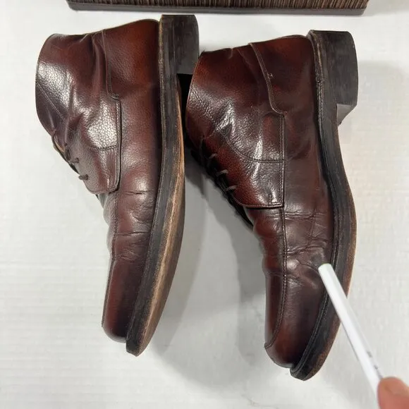 VTG Y2K  Men Sz 8.5 Chunky Brooks Brothers Boots Brown Leather Rugged Oxford