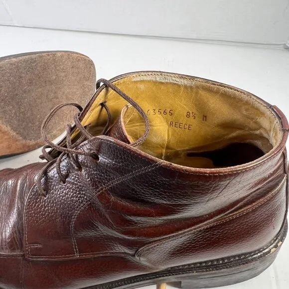 VTG Y2K  Men Sz 8.5 Chunky Brooks Brothers Boots Brown Leather Rugged Oxford