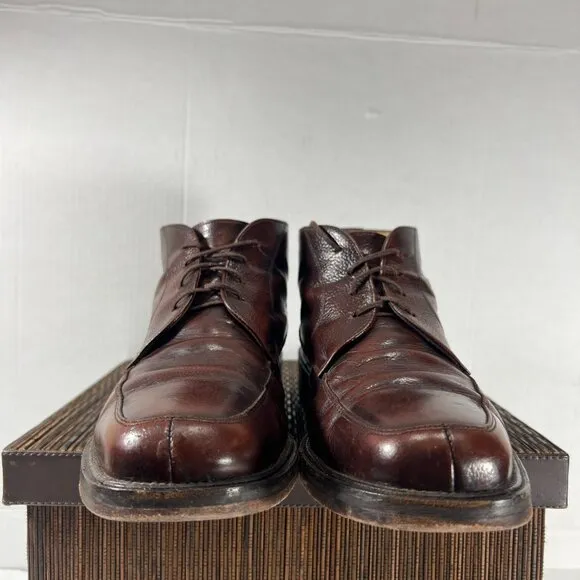 VTG Y2K  Men Sz 8.5 Chunky Brooks Brothers Boots Brown Leather Rugged Oxford