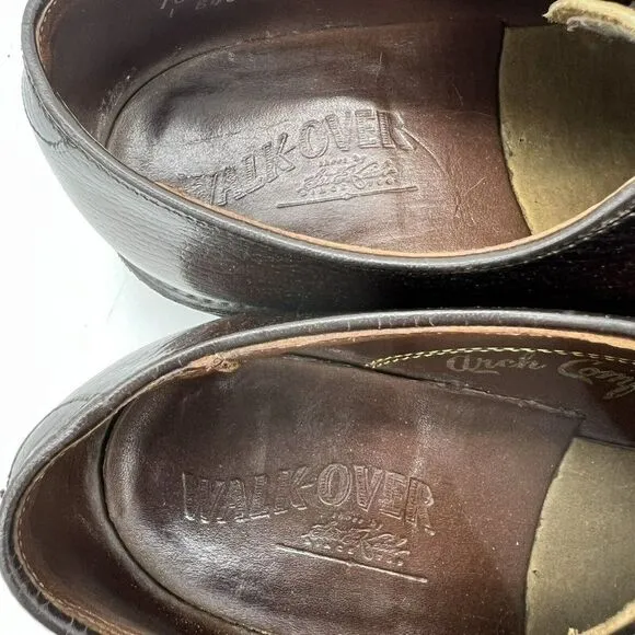 Walk Over Mens Brown Pebbled Leather Lace Up Casual Work Oxford Shoes Size 10