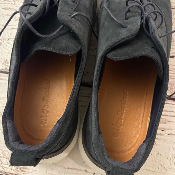 Wolf‎ &amp; Shepherd Longwing Blucher Navy Blue Suede Dress Shoes Size 13