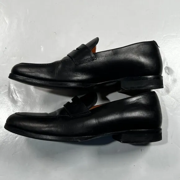 Wolf and Shepherd Black Leather Closer Penny Loafers Dress Shoes Mens 8 Slip On