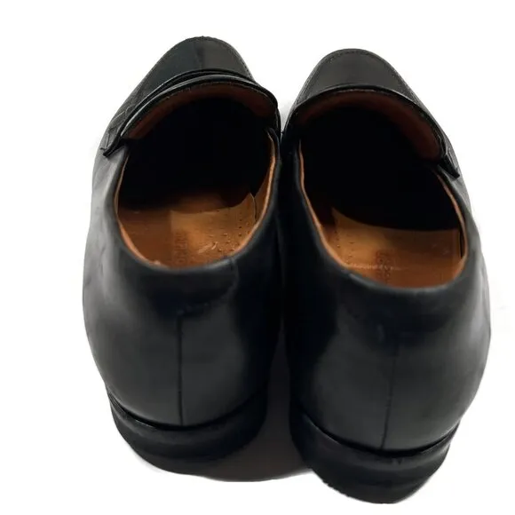 Wolf and Shepherd Black Leather Closer Penny Loafers Dress Shoes Mens 8 Slip On
