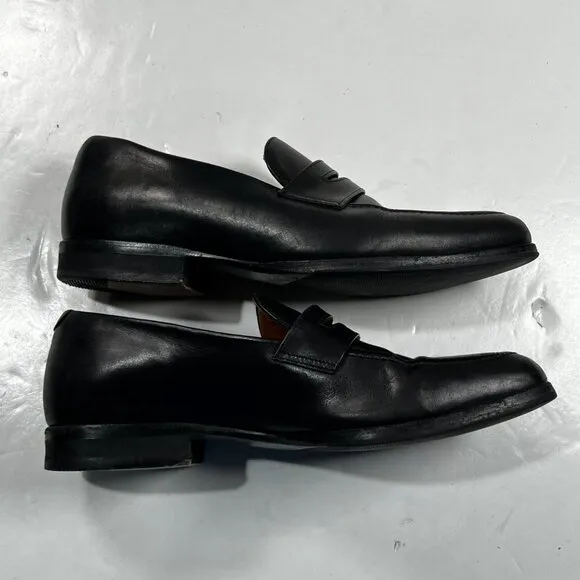 Wolf and Shepherd Black Leather Closer Penny Loafers Dress Shoes Mens 8 Slip On