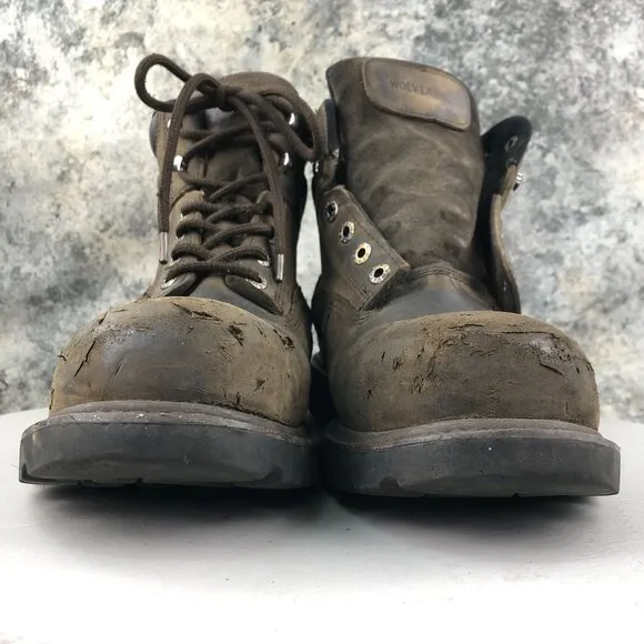 Wolverine Men's Size 11M Floorhand 6&quot; Brown Leather Waterproof Steel Toe Boots