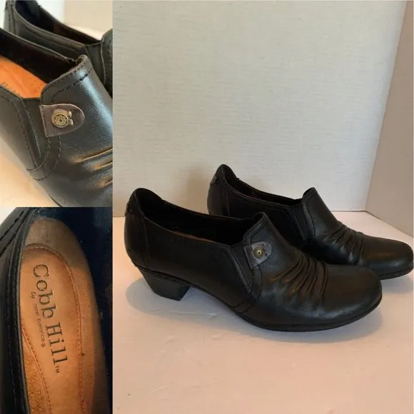 Women’s Black Booties Cobb Hill Adele Full Grain Leather 8 ankle boots