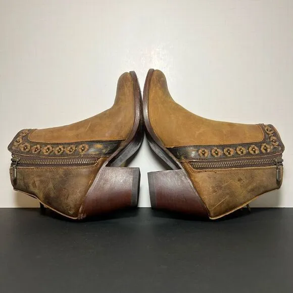 Womens CABORCA Honey Brown Tasseled Heeled Ankle Boots / Size 7.5