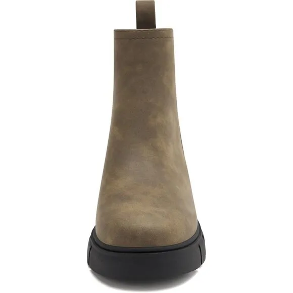 Women's Chelsea Boots Brown Faux Leather Lug Sole Ankle Booties