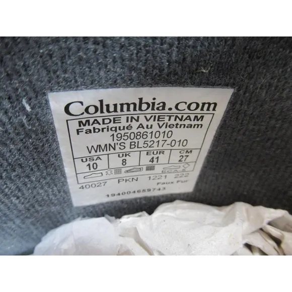 Women's Columbia Ice Maiden Slip III Waterproof Winter Snow Boots Black Size 10