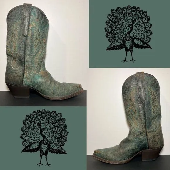 Womens DAN POST Dark Green Western Boots / Size 6 Medium