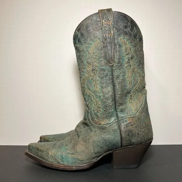 Womens DAN POST Dark Green Western Boots / Size 6 Medium