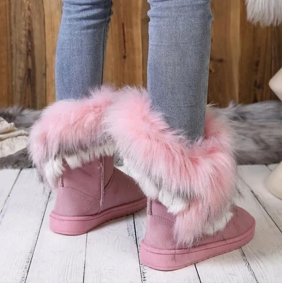 Women's Fashion Comfortable Faux Fur Lining Warm Non-Slip Easy Winter Snow Boots