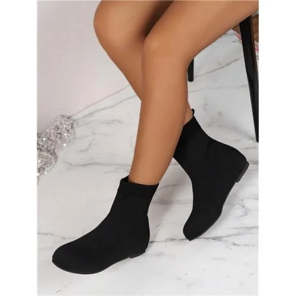 Women's Fashionable Black Boots For Fall &amp; Winter 2023, Featuring Round Toe