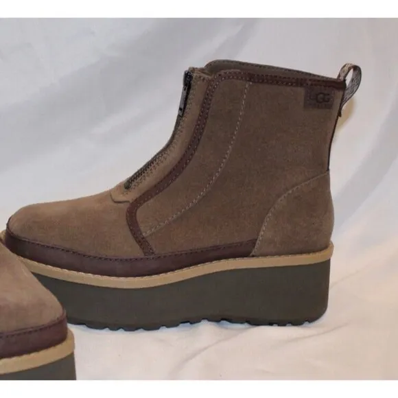 WOMENS HICKORY UGG CITYFUNC SUEDE ZIP PLATFORM BOOTS NEW!