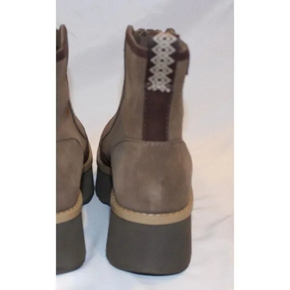 WOMENS HICKORY UGG CITYFUNC SUEDE ZIP PLATFORM BOOTS NEW!
