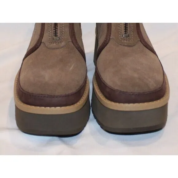 WOMENS HICKORY UGG CITYFUNC SUEDE ZIP PLATFORM BOOTS NEW!