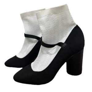 Women’s Katy Perry shoes Heel Sock Boots Size 6.5 Black White RARE