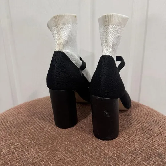 Women’s Katy Perry shoes Heel Sock Boots Size 6.5 Black White RARE