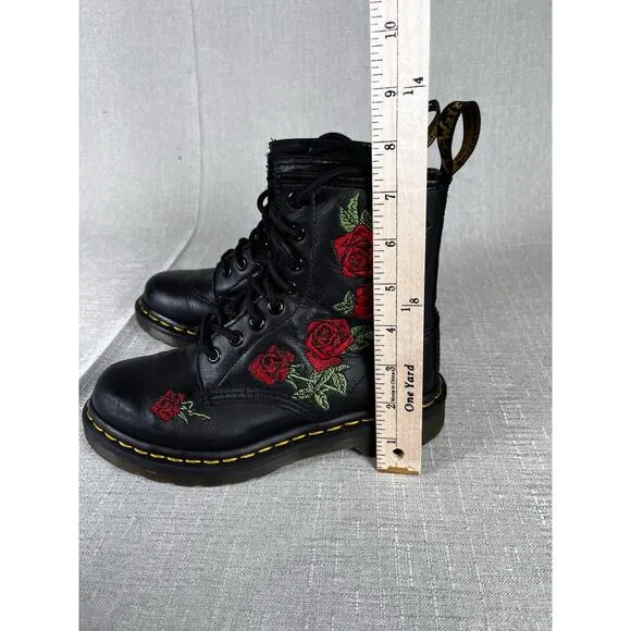 Women's Shoes Dr. Martens 1460 VONDA Floral Leather Boots Size 5 Combat Gothic