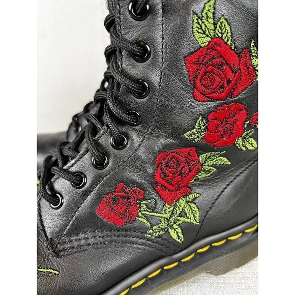 Women's Shoes Dr. Martens 1460 VONDA Floral Leather Boots Size 5 Combat Gothic