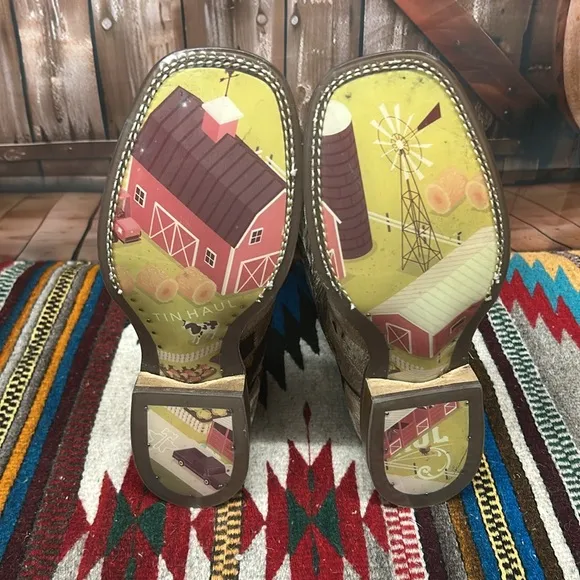 Women's Tin Haul &quot;FURRLICIOUS&quot; Brown Wide Square Toe Boots