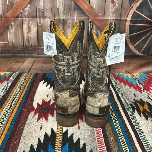 Women's Tin Haul &quot;FURRLICIOUS&quot; Brown Wide Square Toe Boots
