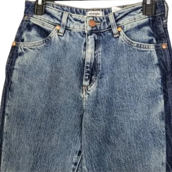Wrangler Women's Two Tone Color Block High Rise Westward Bootcut Jeans Blue