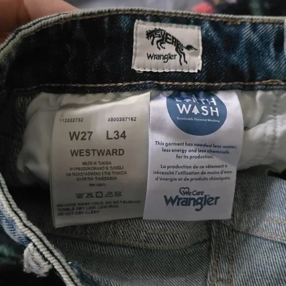 Wrangler Women's Two Tone Color Block High Rise Westward Bootcut Jeans Blue