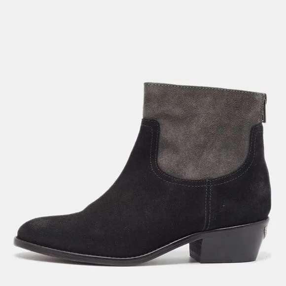Zadig &amp; Voltaire Black Suede Teddy Ankle Boots Size 37