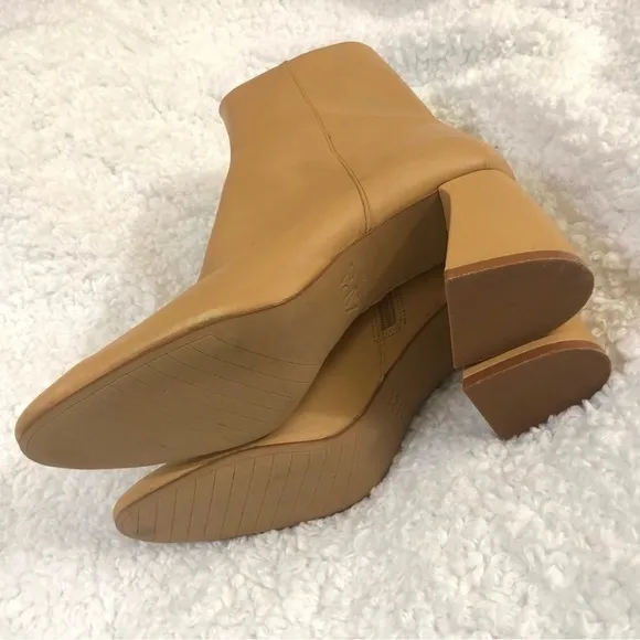Zara 100% Leather Camel/Tan Curved Heel Boots size 41 EU 10 US