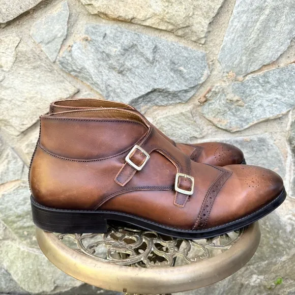 Zara Brown Double Monk Strap Ankle Boots