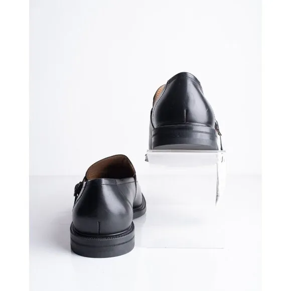 Zara Mens Leather Buckled Monk strap Loafers Black Shoes US 9 EU 42 2426/320 NWT