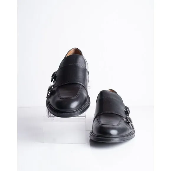 Zara Mens Leather Buckled Monk strap Loafers Black Shoes US 9 EU 42 2426/320 NWT