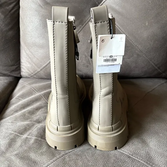 Zara Rubberized Flatform Ankle Boots Chunky Lug Sole Y2K Goth Grunge NWT 8 Green