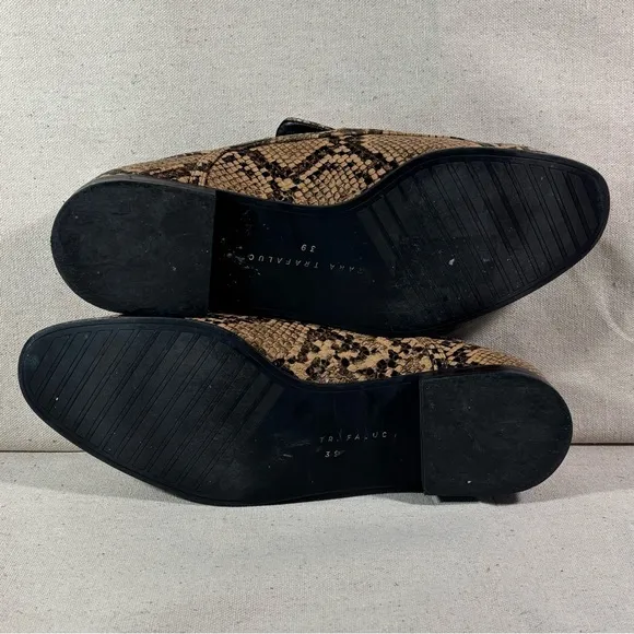 Zara Trafaluc Women's Snakeskin Brown and Black Loafers EU Size 39