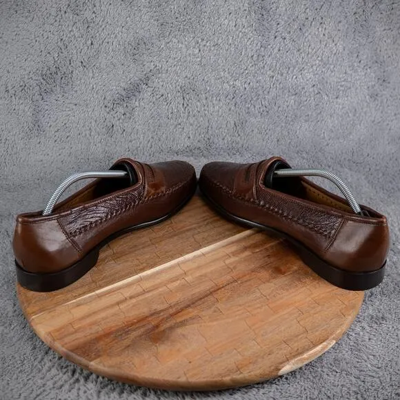 Zelli Ostrich Penny Loafers Men 11 M Brown Exotic Leather Slip On Handcrafted