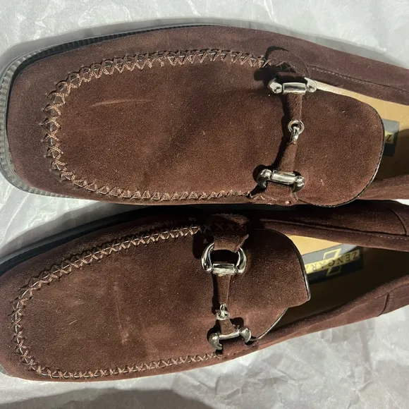 Zengara Men’s Brown Suede Loafers with Silver Detailing