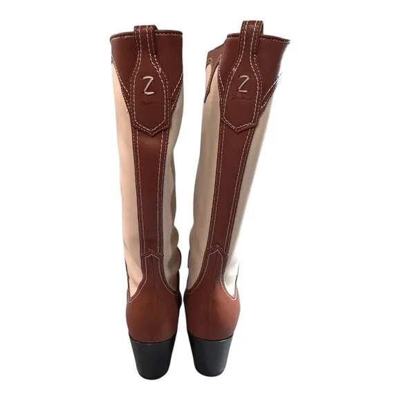 Zodiac Dawson Womens 9.5M 9 Brown &amp; White Western Cowboy Boots All Man Made READ