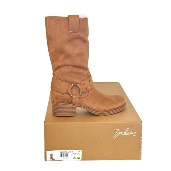 Zodiac Women's Jolie Moto Studded Mid-Shaft Boots | Tan | US 5.5